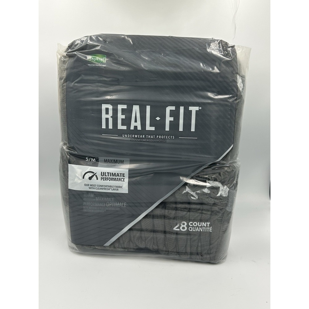 Depend Real Fit Incontinence Underwear Men S/M 28"-40" 28 Ct Gray Adult Diaper